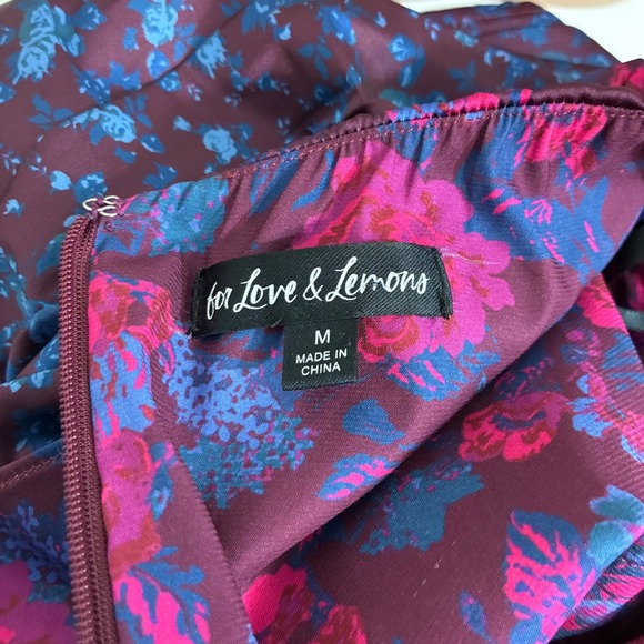 For Love & Lemons Floral Zebra Print Halter Ruched Cutout Dress Size M - Picture 8 of 8